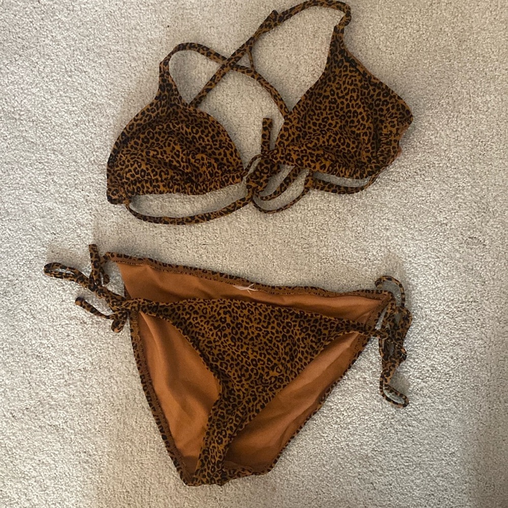 leopard print string bikini